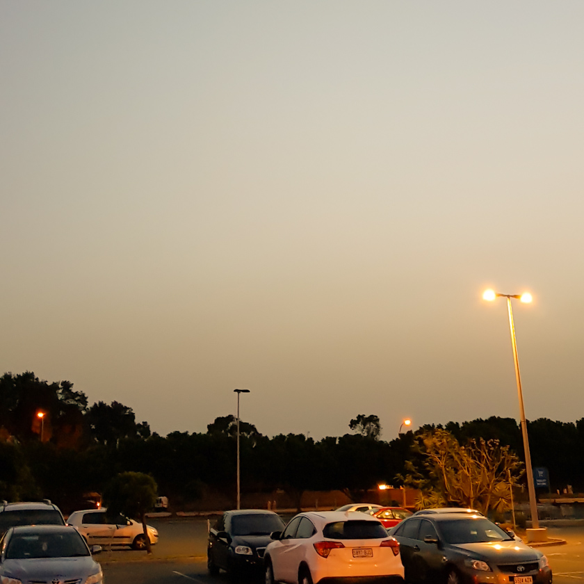 Post-Sunset light in a car park