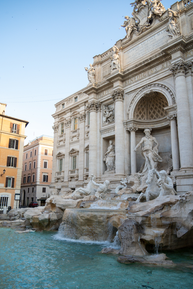 Trevi Fountain had crowds at 6:30 AM.