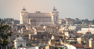 Birds over Rome, just before sunrise. Thanks jetlag. View from Terrazza del Pincio. Not pictured - Vanessa eating an apple.